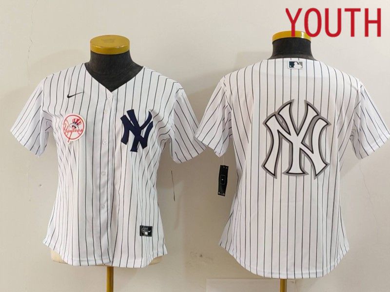 Youth New York Yankees Blank White stripe Game 2024 Nike MLB Jersey style 14->youth mlb jersey->Youth Jersey